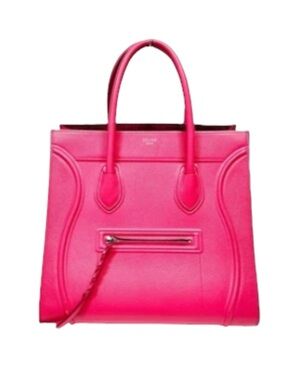 CELINE Fuchsia Pink Leather Phantom Luggage Tote Bag Large Auth Ex+